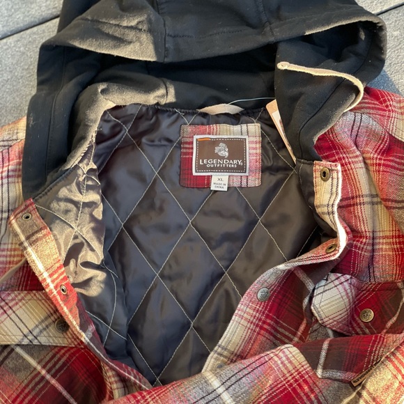 New Hooded Double Flannel Jacket with Snap On XLarge - Picture 9 of 9
